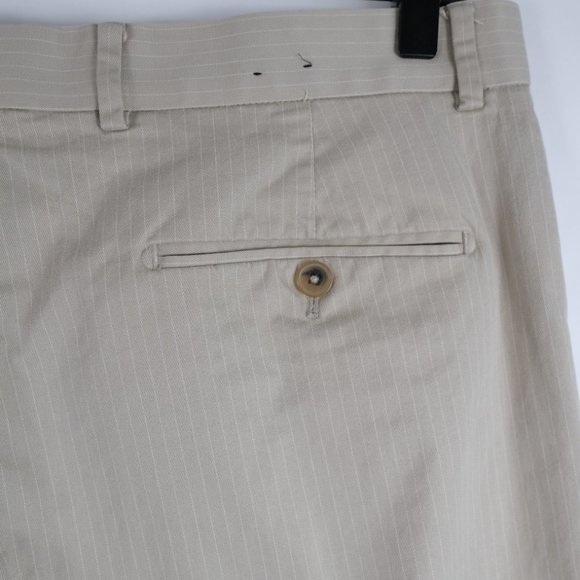 Express Producer Mens 33x32 Beige Pinstripes Flat Front Dress Pants - Picture 4 of 10